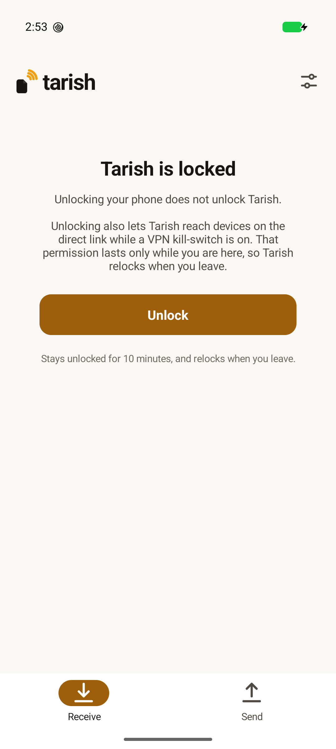 Locked under a kill-switch: Unlocking the phone does not unlock Tarish.